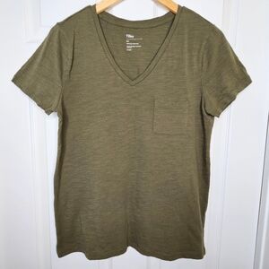 Tilley Pocket Tee T-Shirt V-Neck Short Sleeve Olive Green Women's Size M NWOT